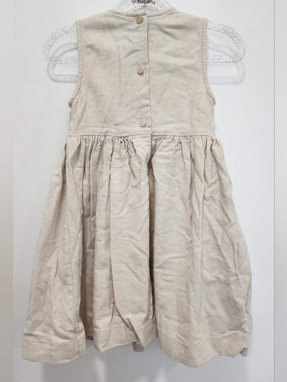 Tartine et Chocolat Paris Girls Beige Smocked Musical Notes Dress 4 Yrs Lined